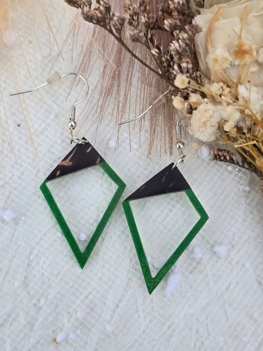 Coconut shell and Resin Earrings