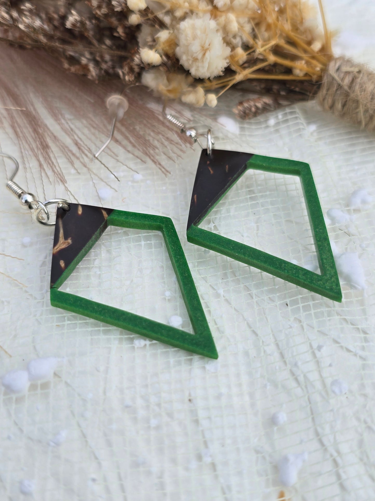 Coconut shell and Resin Earrings