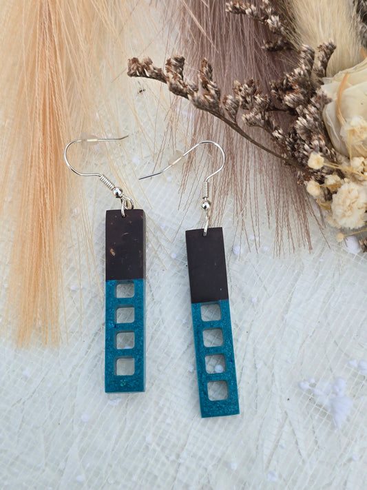 Coconut shell and Resin Earrings