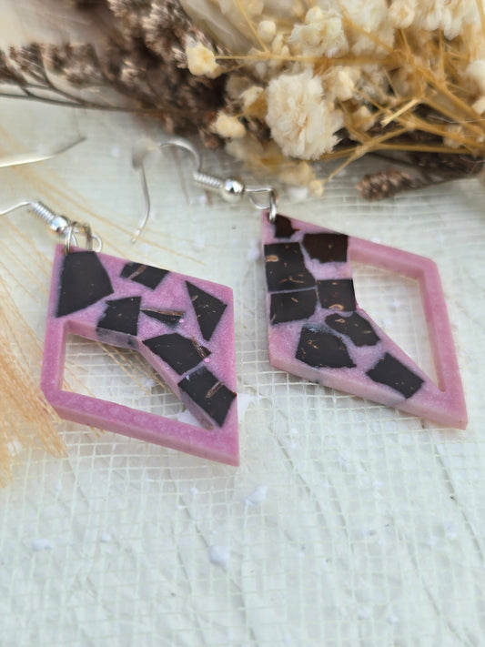 Coconut shell and Resin Earrings