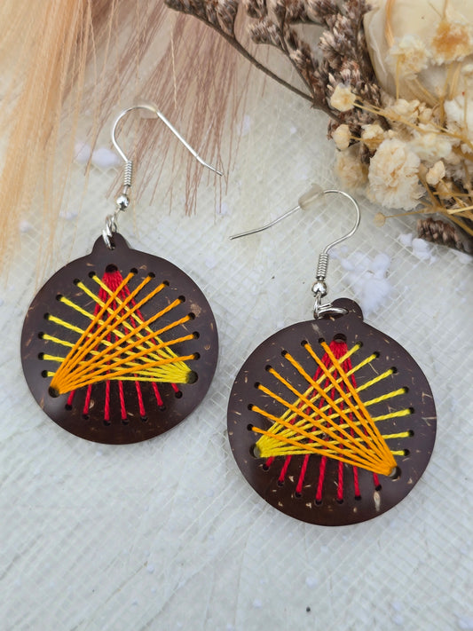 Coconut shell and Cotton Thread Earrings