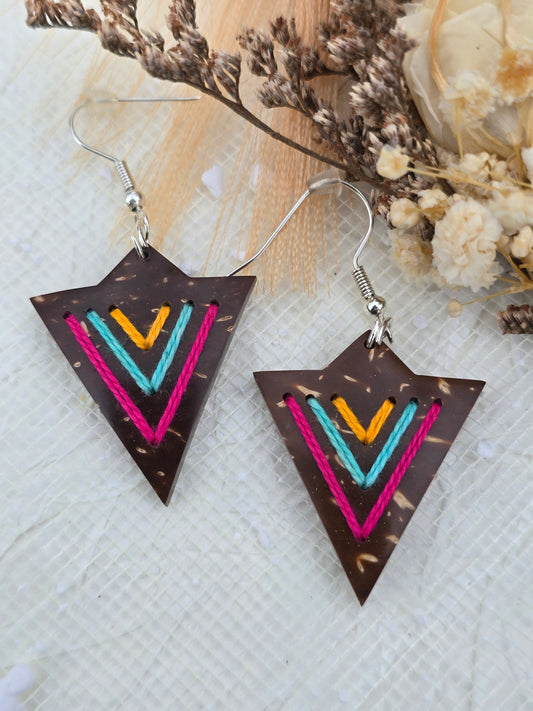 Coconut shell and Cotton Thread Earrings