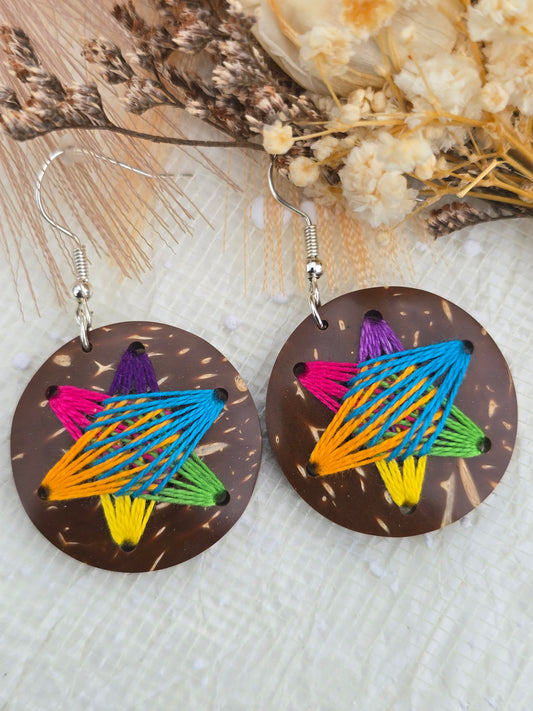 Coconut shell and Cotton Thread Earrings