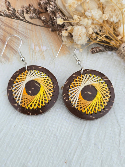 Coconut shell and Cotton Thread Earrings
