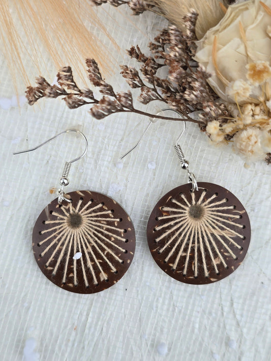 Coconut shell and Cotton Thread Earrings