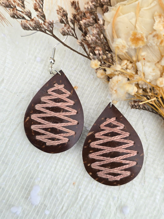 Coconut shell and Cotton Thread Earrings