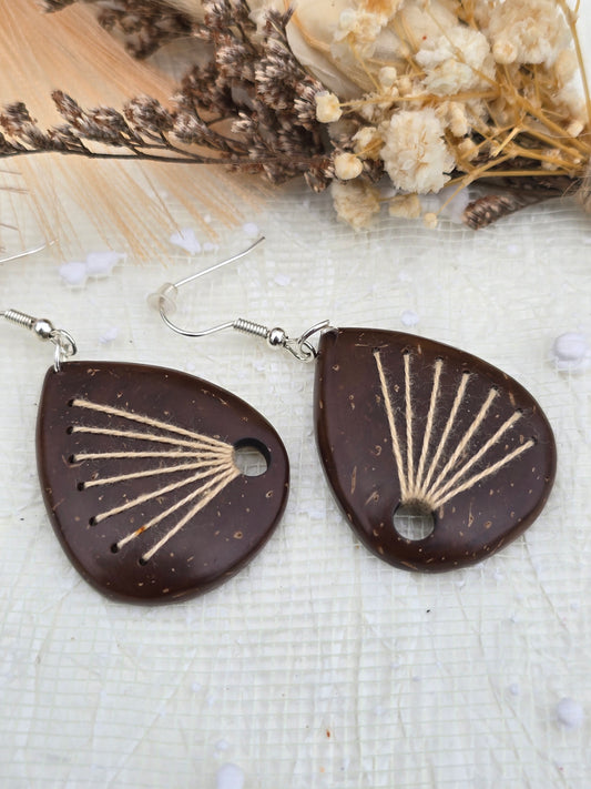 Coconut shell and Cotton Thread Earrings