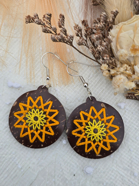 Coconut shell and Cotton Thread Earrings