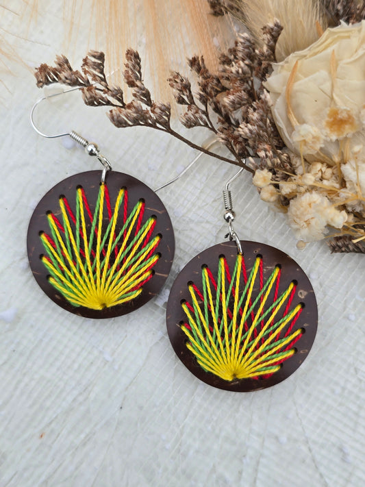 Coconut shell and Cotton Thread Earrings