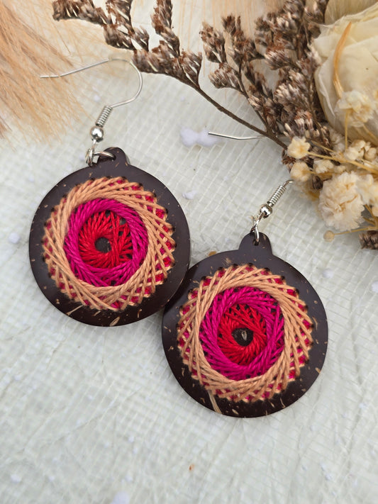 Coconut shell and Cotton Thread Earrings