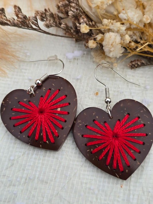 Coconut shell and Cotton Thread Earrings
