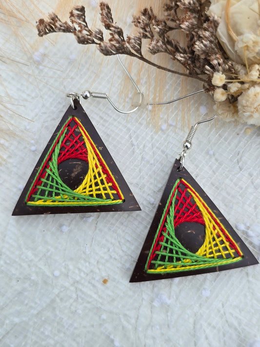 Coconut shell and Cotton Thread Earrings