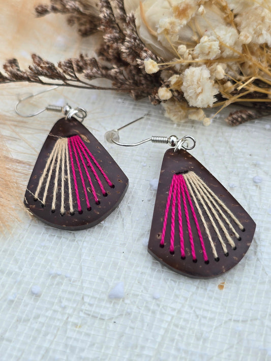 Coconut shell and Cotton Thread Earrings