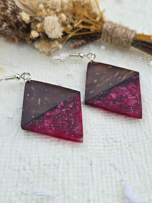 Coconut shell and Resin Earrings