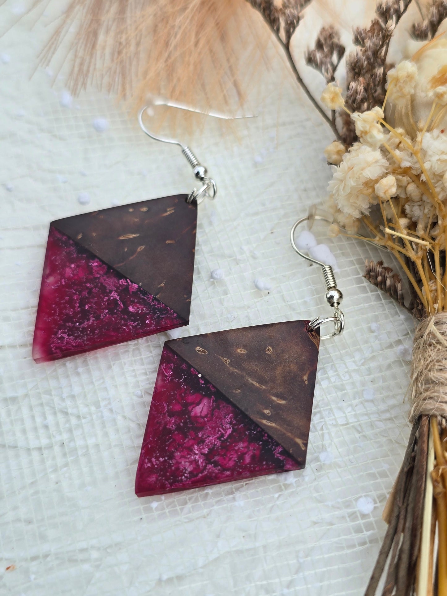 Coconut shell and Resin Earrings