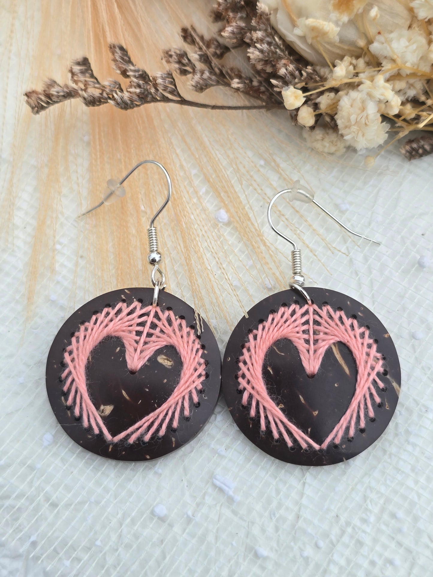 Coconut shell and Cotton Thread Earrings