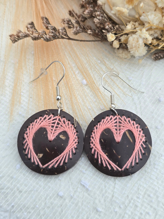 Coconut shell and Cotton Thread Earrings