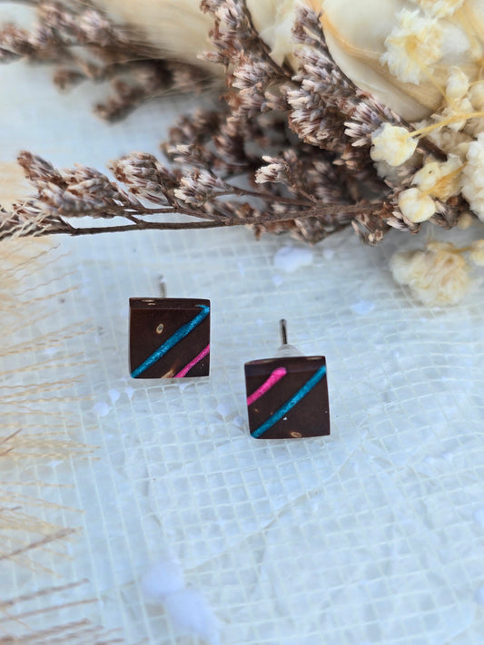 Coconut shell and Resin Earrings