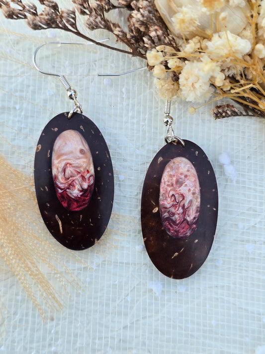 Coconut shell and Resin Earrings