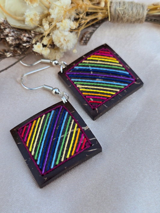Coconut shell and Cotton Thread Earrings