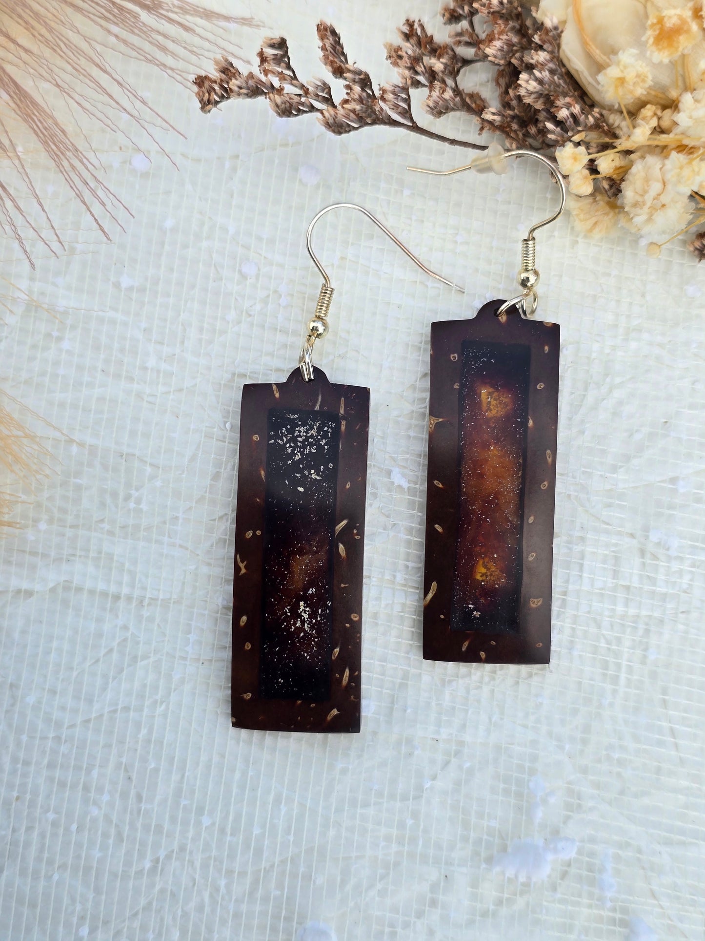 Coconut shell and Resin Earrings