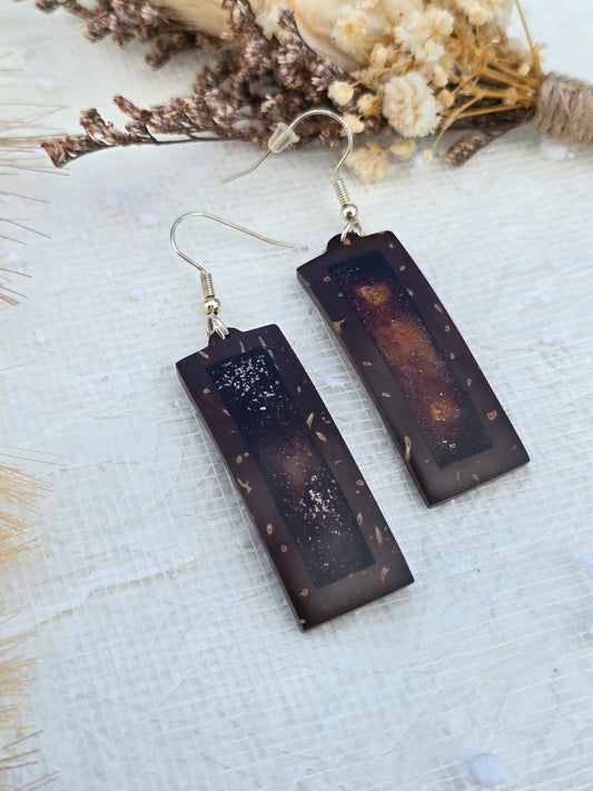 Coconut shell and Resin Earrings