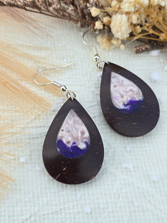 Coconut shell and Resin Earrings