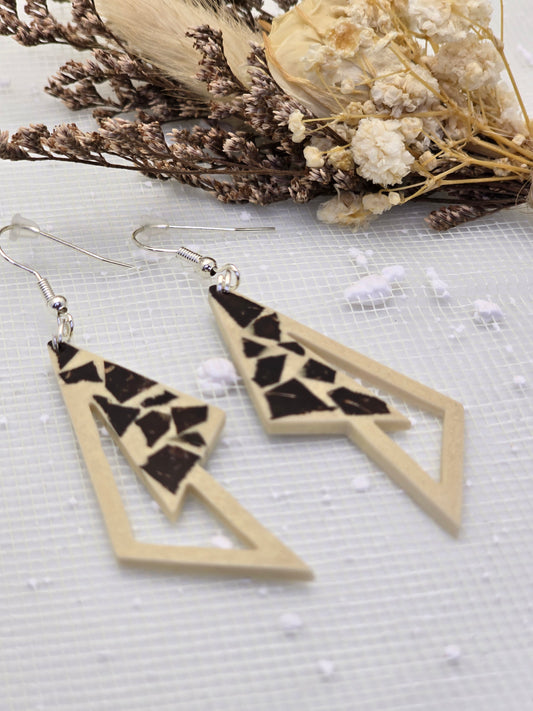 Coconut shell and Resin Earrings
