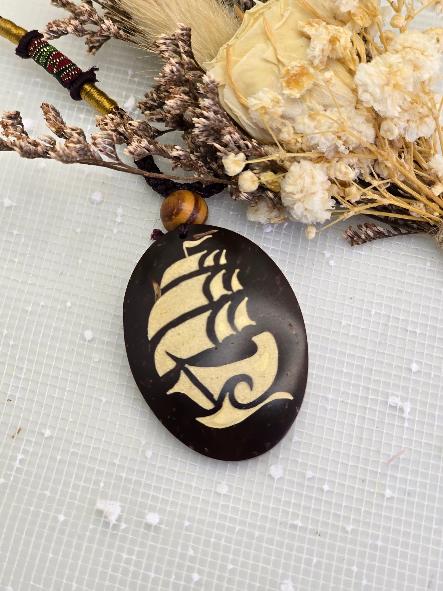Coconut shell and Resin Necklace