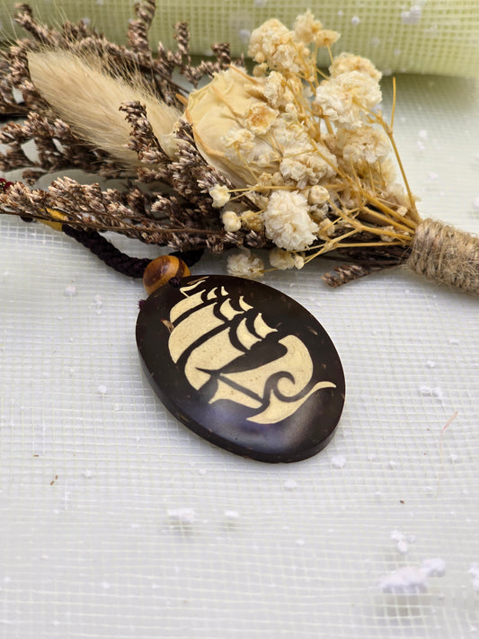 Coconut shell and Resin Necklace
