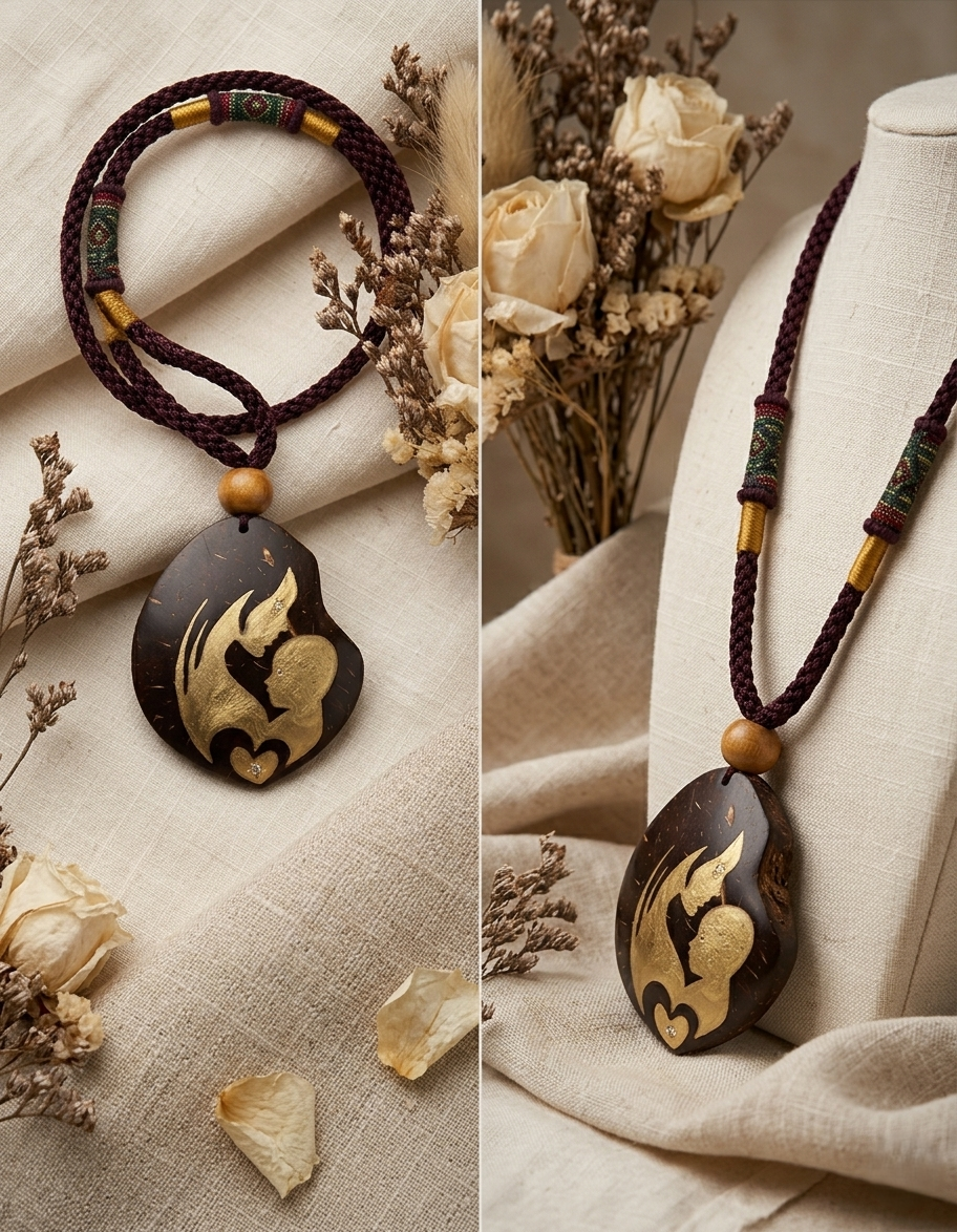 Coconut shell and Resin Necklace
