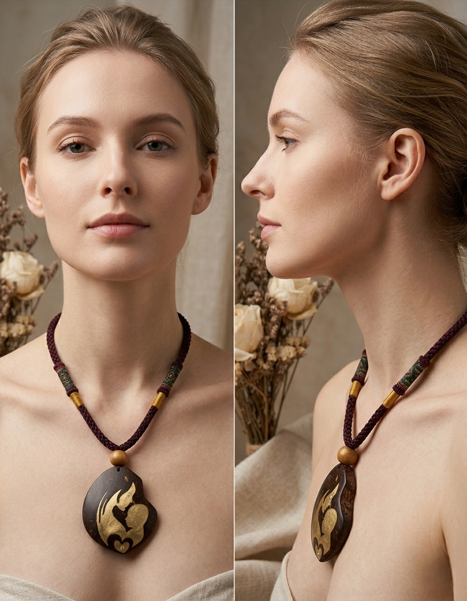 Coconut shell and Resin Necklace