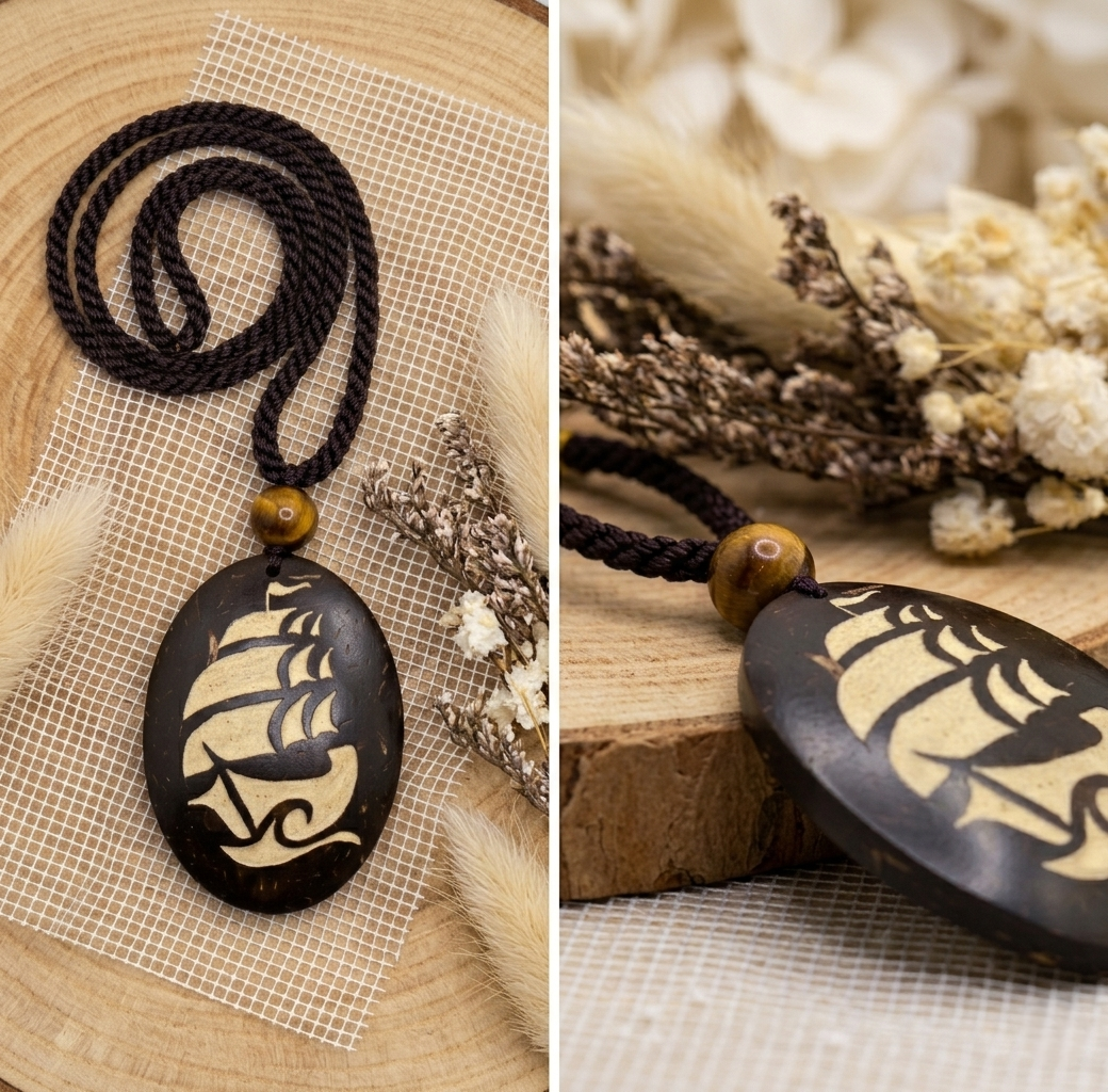 Coconut shell and Resin Necklace