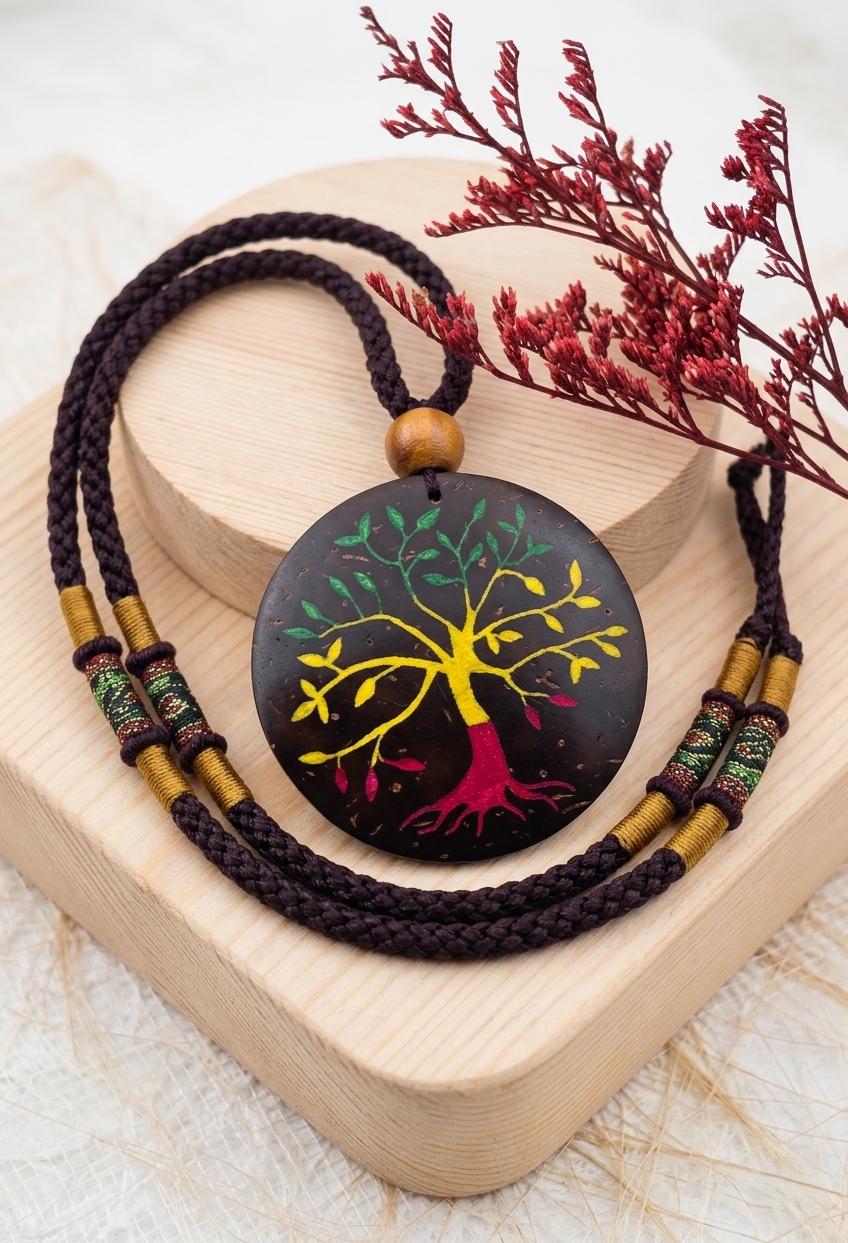 Coconut shell and Resin Necklace