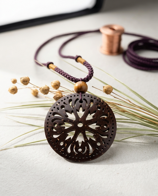 Coconut shell Carving Necklace