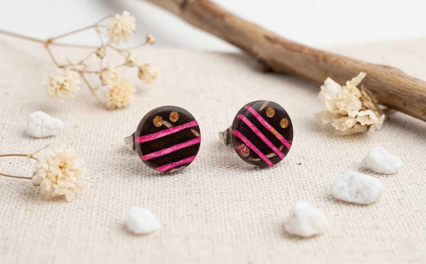 Coconut shell and Resin Earrings