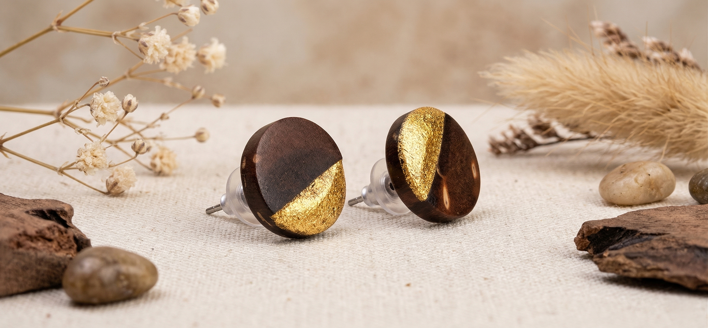 Coconut shell and Resin Earrings