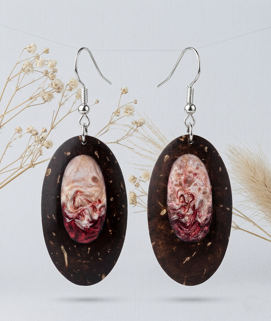 Coconut shell and Resin Earrings
