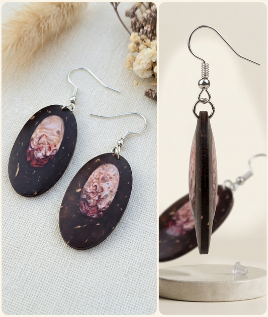 Coconut shell and Resin Earrings