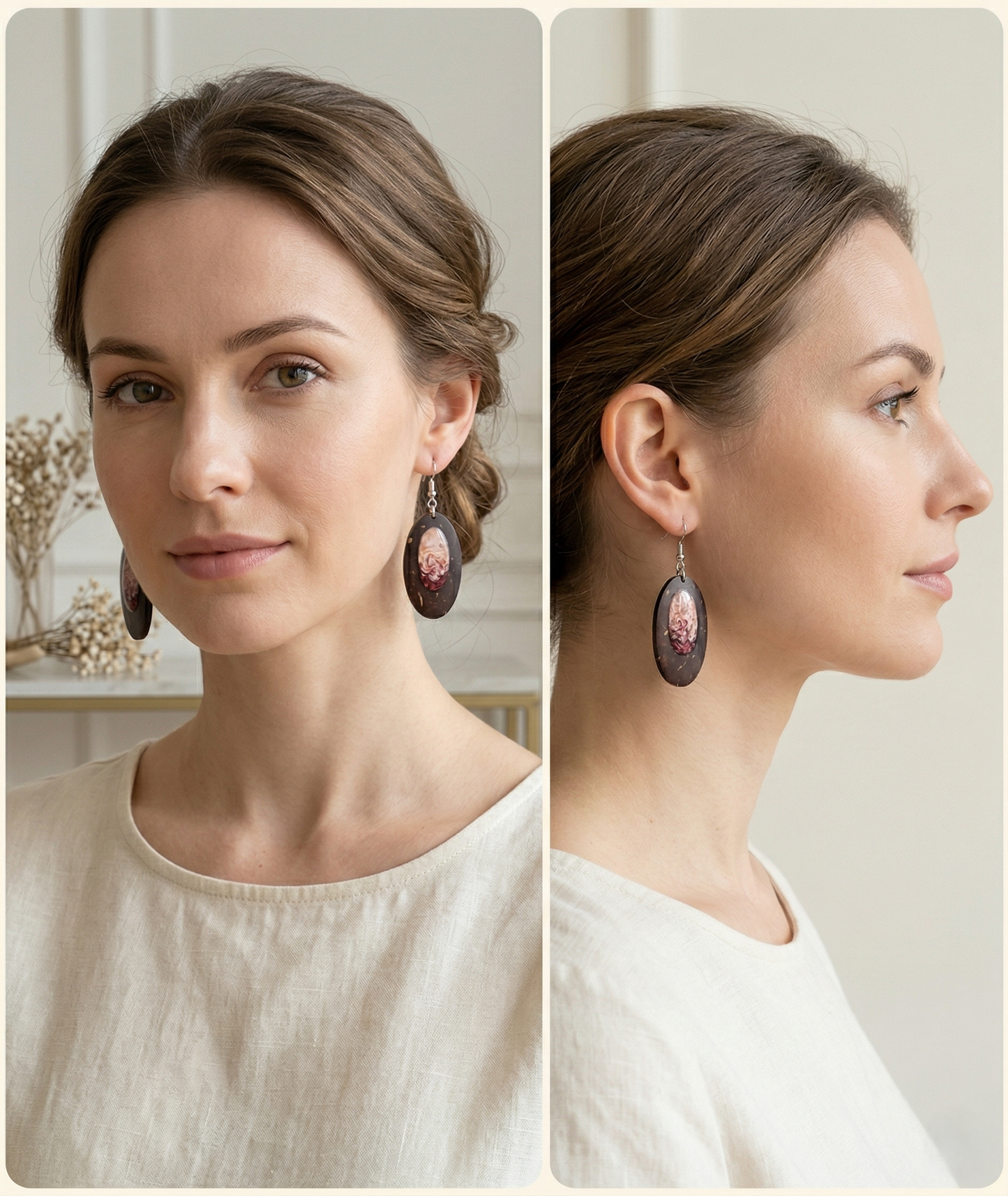 Coconut shell and Resin Earrings