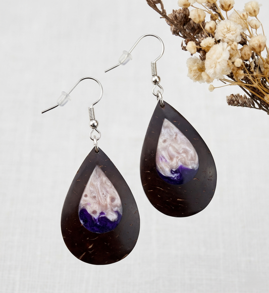 Coconut shell and Resin Earrings