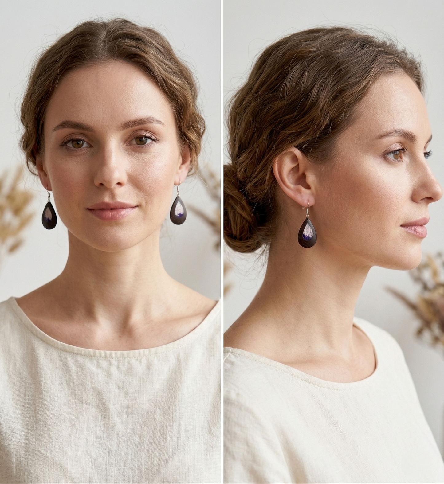 Coconut shell and Resin Earrings
