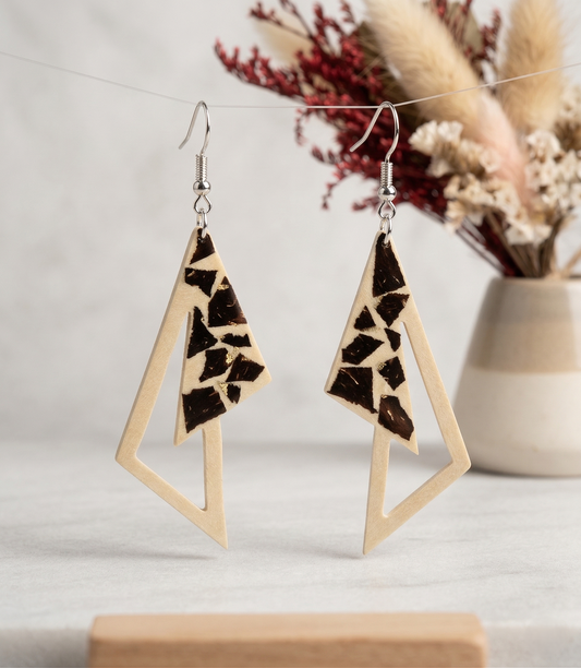 Coconut shell and Resin Earrings