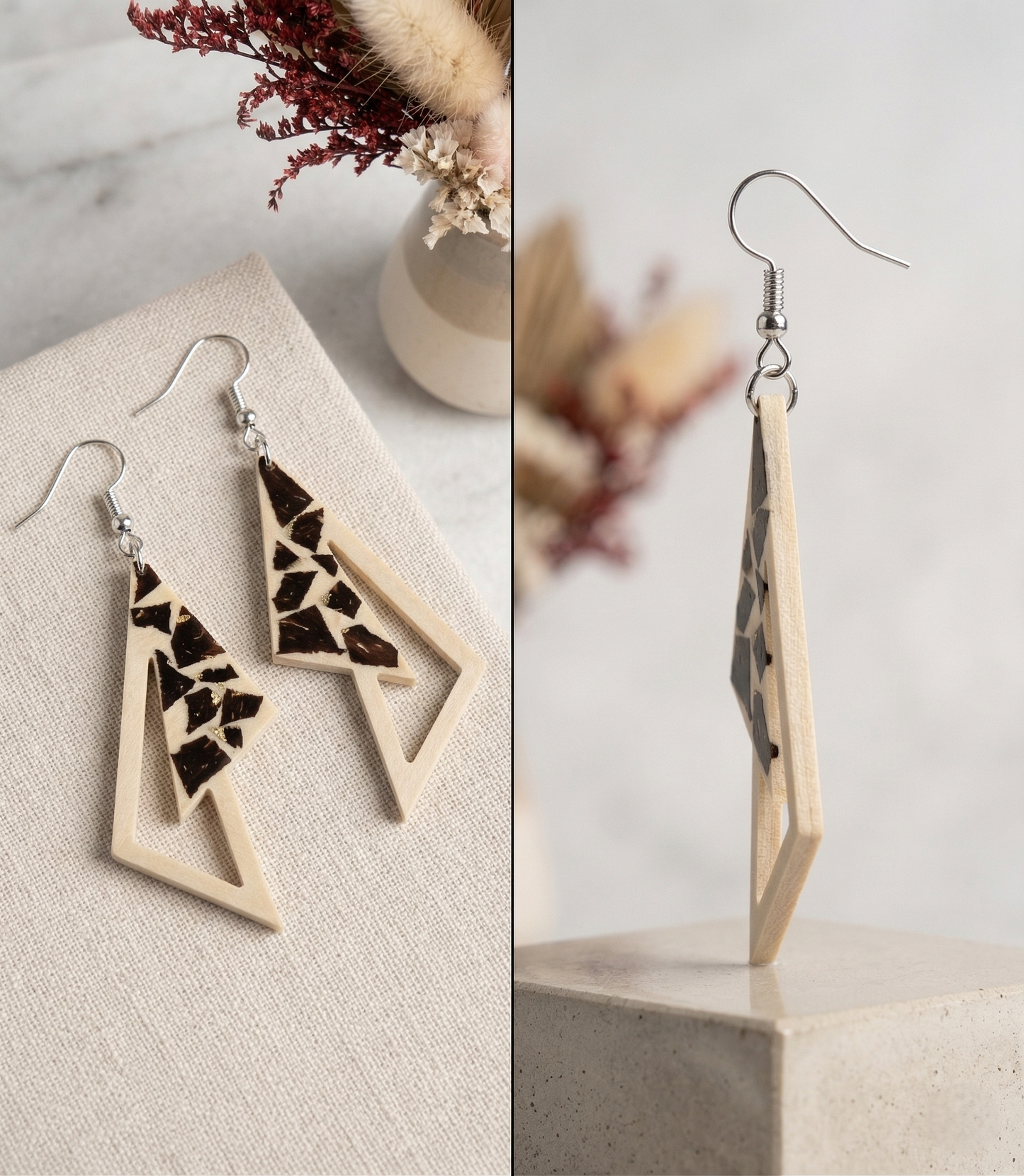 Coconut shell and Resin Earrings