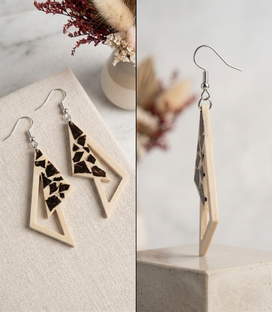 Coconut shell and Resin Earrings
