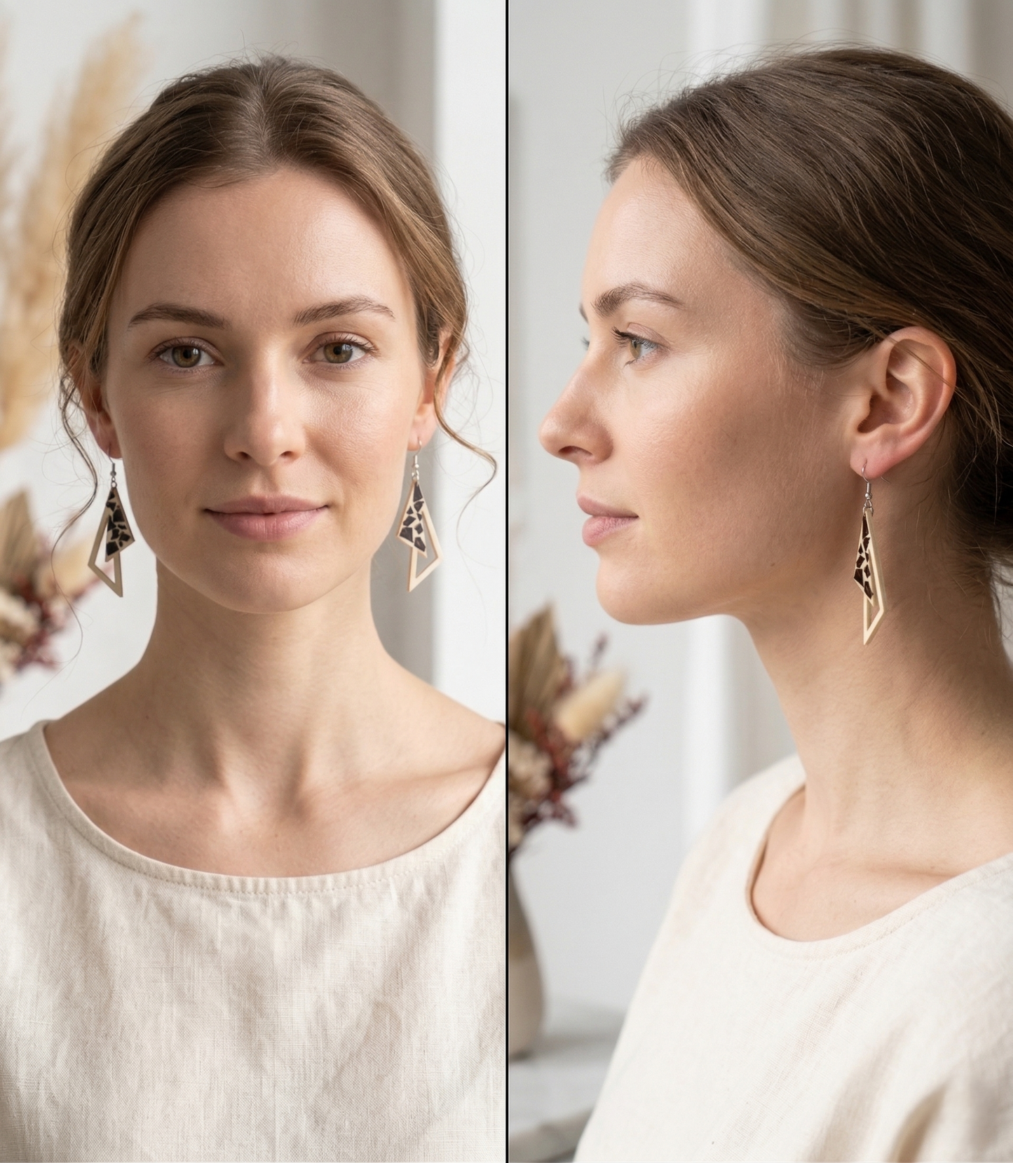 Coconut shell and Resin Earrings