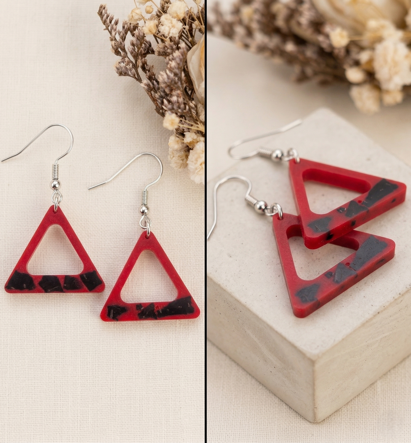 Coconut shell and Resin Earrings