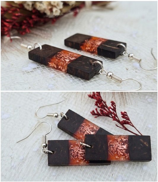 Coconut shell and Resin Earrings
