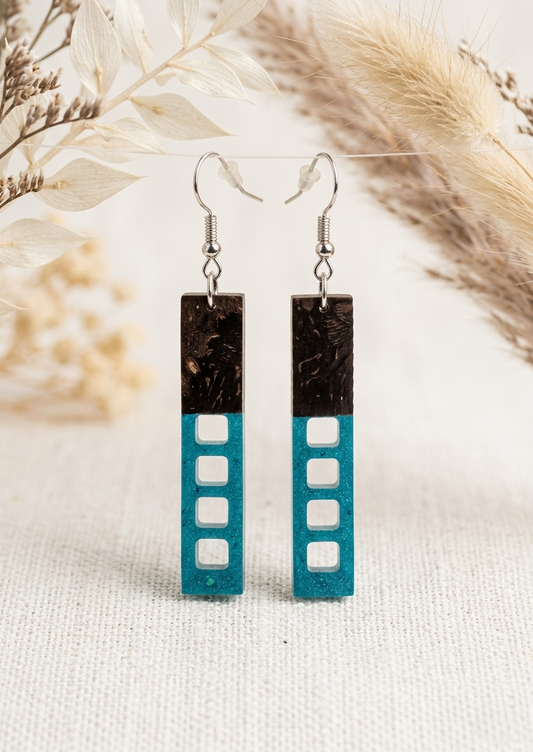 Coconut shell and Resin Earrings