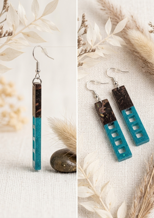 Coconut shell and Resin Earrings